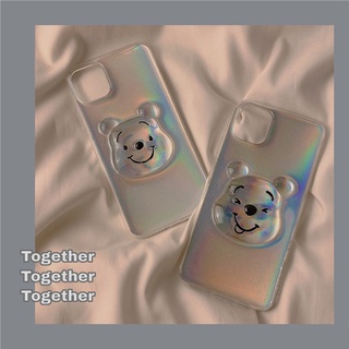 Ốp lưng mềm trong suốt in hình gấu Pooh 3D laser cho Iphone 12 Pro Max 12 Mini 11 Pro Max 7 8 Plus XR XS Max SE 2020