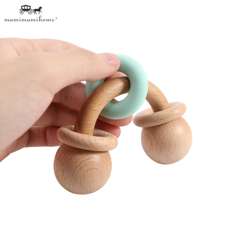 Đồ chơi gặm nướu Mamimamihome chất liệu gỗ an toàn cho bé