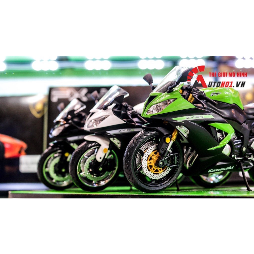 MÔ HÌNH XE KAWASAKI ZX-6R - GREEN - WHITE - BLACK 1:12 AUTOMAXX