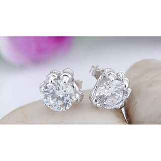 Bông tai nam móng vuốt đính đá pha lê zircon trắng cao cấp