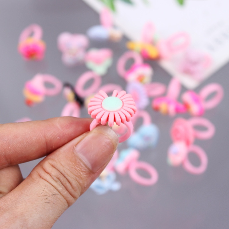 Set 10 Nhẫn Hình Công Chúa Hoạt Hình Màu Kẹo Phong Cách Nhật Bản Cá Tính Dành Cho Bé