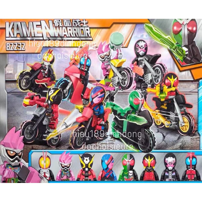 Lắp ráp xếp hình 82232 : 8 nhân vật siêu nhân kamen rider Masked Rider kèm xe máy