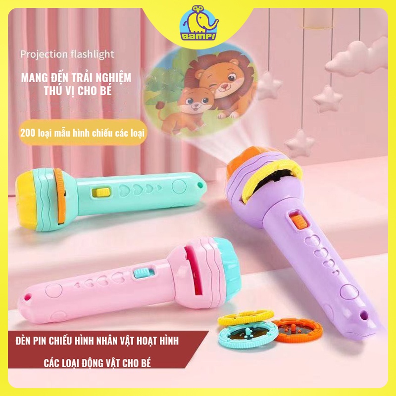 Đồ Chơi Đèn Pin Chiếu Hình cho Bé Nhiều Chủ Để Nhân Vật Hoạt Hình Động Vật dễ thương Giúp phát triển nhận thức &amp; tư duy
