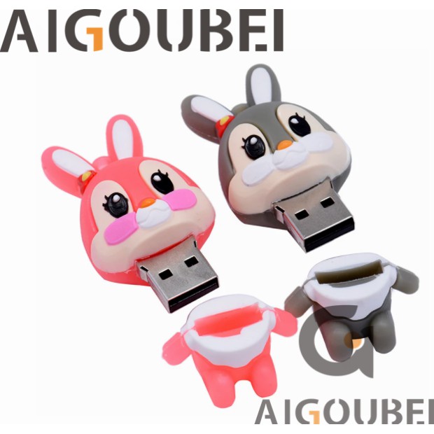 [Spot &amp; COD] USB 2.0 Thỏ silicone dễ thương Hai màu Creative U Disk Mini Cartoon Thích hợp cho máy tính xách tay Ổ đĩa Lightning Ổ đĩa USB di động 1GB 2GB 4GB 8GB 16GB 32GB 64GB 128GB