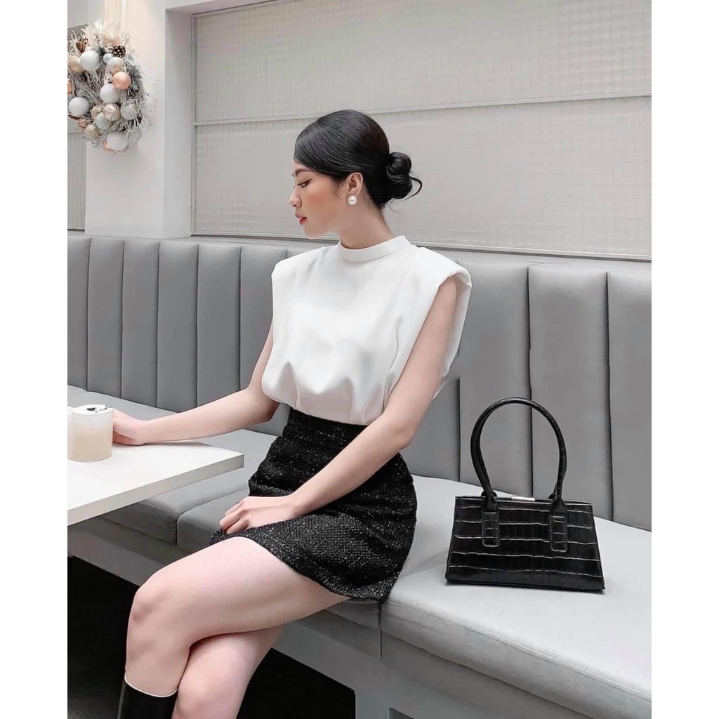 Áo Sơ Mi Kiểu Công Sở Nữ Hinstore Áo Lụa Tay Cánh Dơi Có Đệm Vai Cổ 3Cm Siêu Hot 046