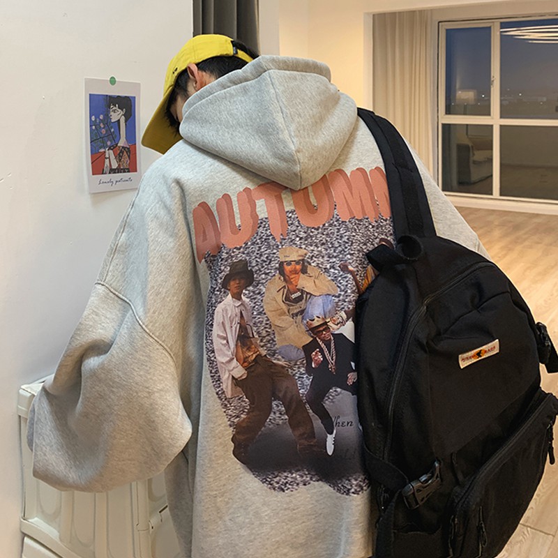 Áo hoodie dáng rộng in họa tiết thời trang phong cách hiphop đường phố sành điệu size M-5XL cho nam nữ