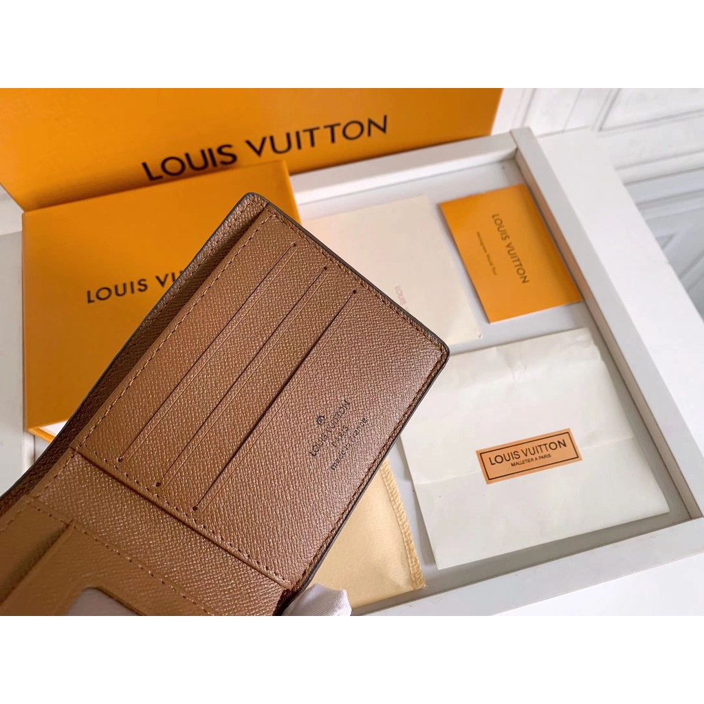 Sẵn sàng giao hàng Louis Vuitton LV dành cho nam, ví đựng album ngắn bên trong có hộp M60930