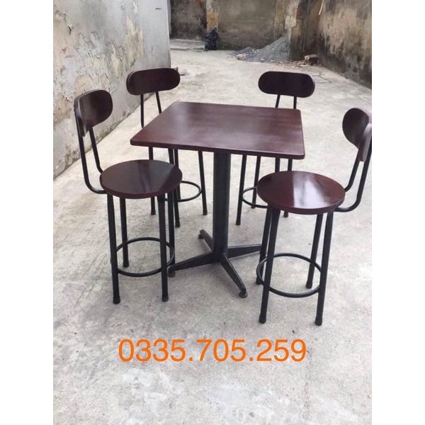 Ghế Quầy Bar Cao Quầy Thu Ngân Cao Gỗ Cao Su Chân Sắt Cao Cấp Dành Cho Quán Cafe Trà Sữa-TBL