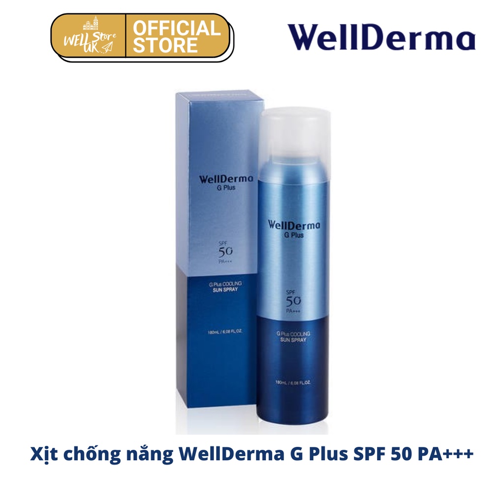 Hàn- Xịt Chống Nắng Chống Trôi, Giảm Nhiệt, Làm Mát Da Wellderma G PLus Cooling Sun Spray SPF50 PA+++