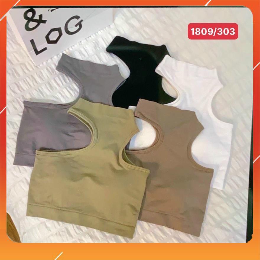 Áo bra cao cổ cotton thô cao cấp co giãn thoải mái, mềm mại thấm hút mồ hôi kiểu dáng sang chảnh hottrend