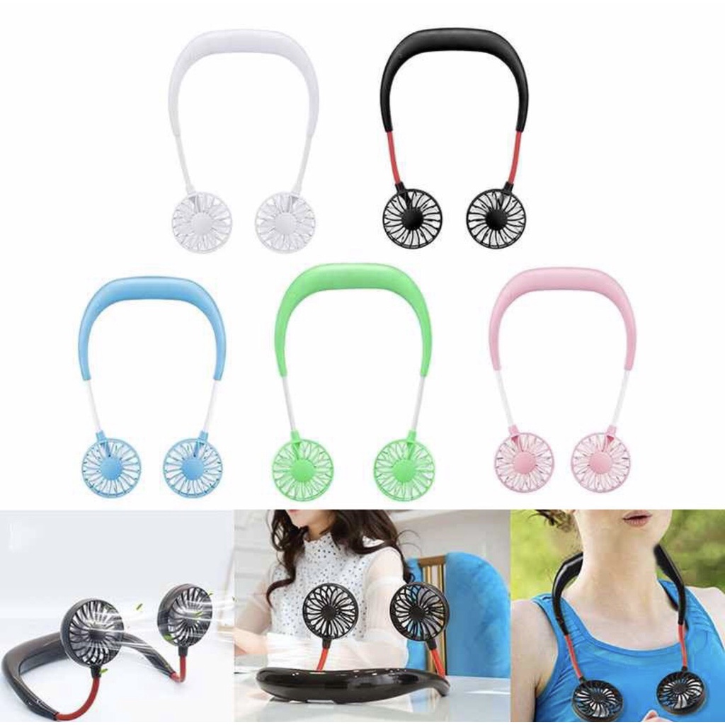 Quạt đeo cổ mini có cổng sạc USB tiện lợi