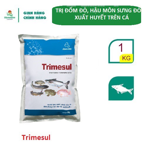 Vemedim Trimesul cá, phòng các bệnh nhiễm khuẩn cho cá nuôi nước ngọt, gói 1kg