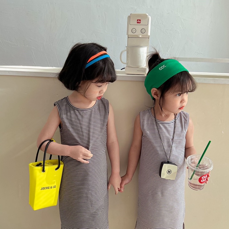 Váy đầm ba lỗ kẻ sọc mùa hè chất cotton cho bé D710