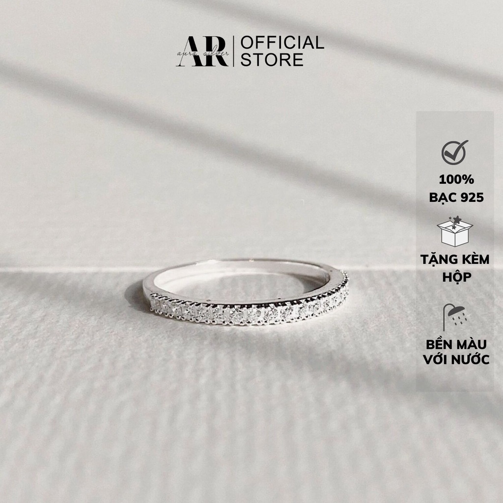 Nhẫn bạc nữ đính đá một hàng nhẫn nữ bạc 925 đơn giản– AURASILVER-N01-N08