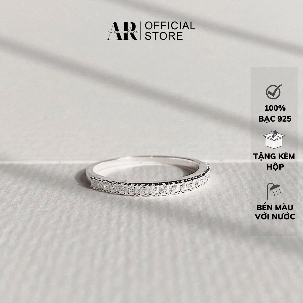 Nhẫn bạc nữ đính đá một hàng nhẫn nữ bạc 925 đơn giản– AURASILVER-N08