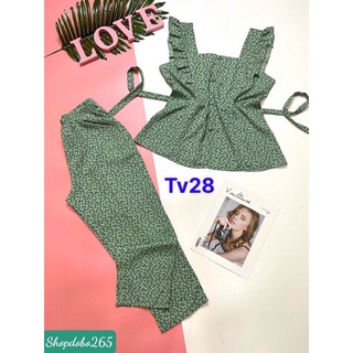 Đồ bộ nữ,đồ ngủ mặc nhà lửng 9 tấc vải lụa mango hoa nhí thời trang.