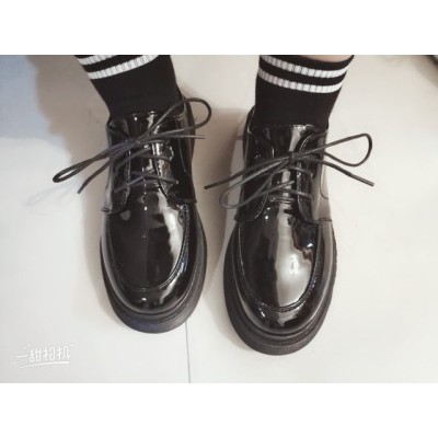 (ORDER) Giày ulzzang đế cao da bóng buộc dây | BigBuy360 - bigbuy360.vn