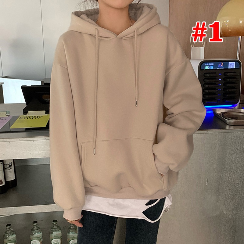 Áo khoác nỉ hoodie màu đơn giản nam nữ bigsize form giấu quần freesize đến 90kg