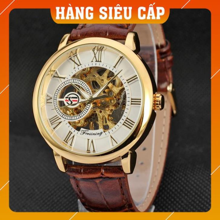 [CAO CẤP] Đồng hồ cơ nam Forsining Handwinding H099M DÂY DA lộ máy