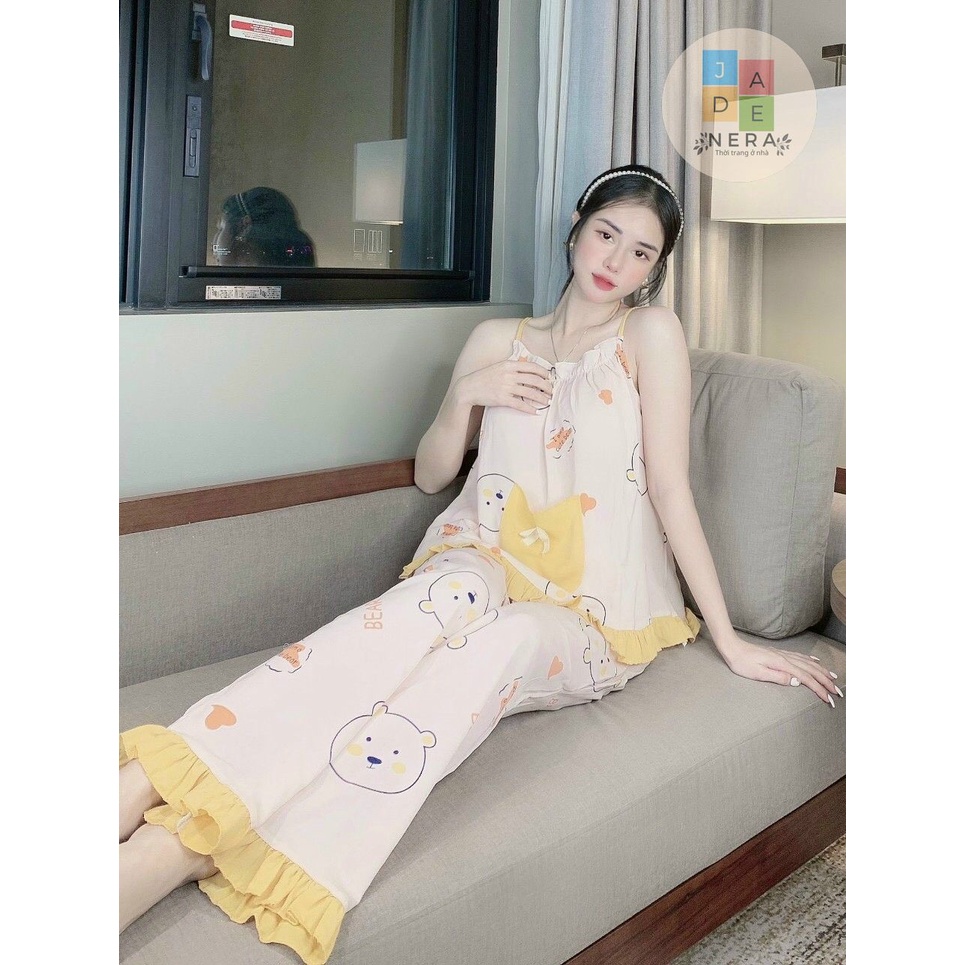 Bộ mặc nhà áo 2 dây, quần dài, mango loại 1, siêu xin - Form