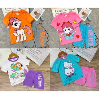 2 bộ ngố thun cotton 4 chiều cho bé gái size nhí từ 10 đến 22 kg