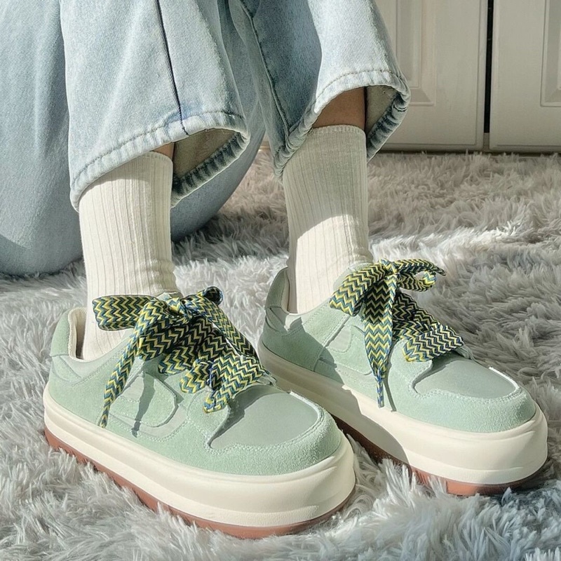 Giày thể thao sneaker nữ đế độn xanh lá mạ bigsize phong cách Hàn Quốc BRATINA G015