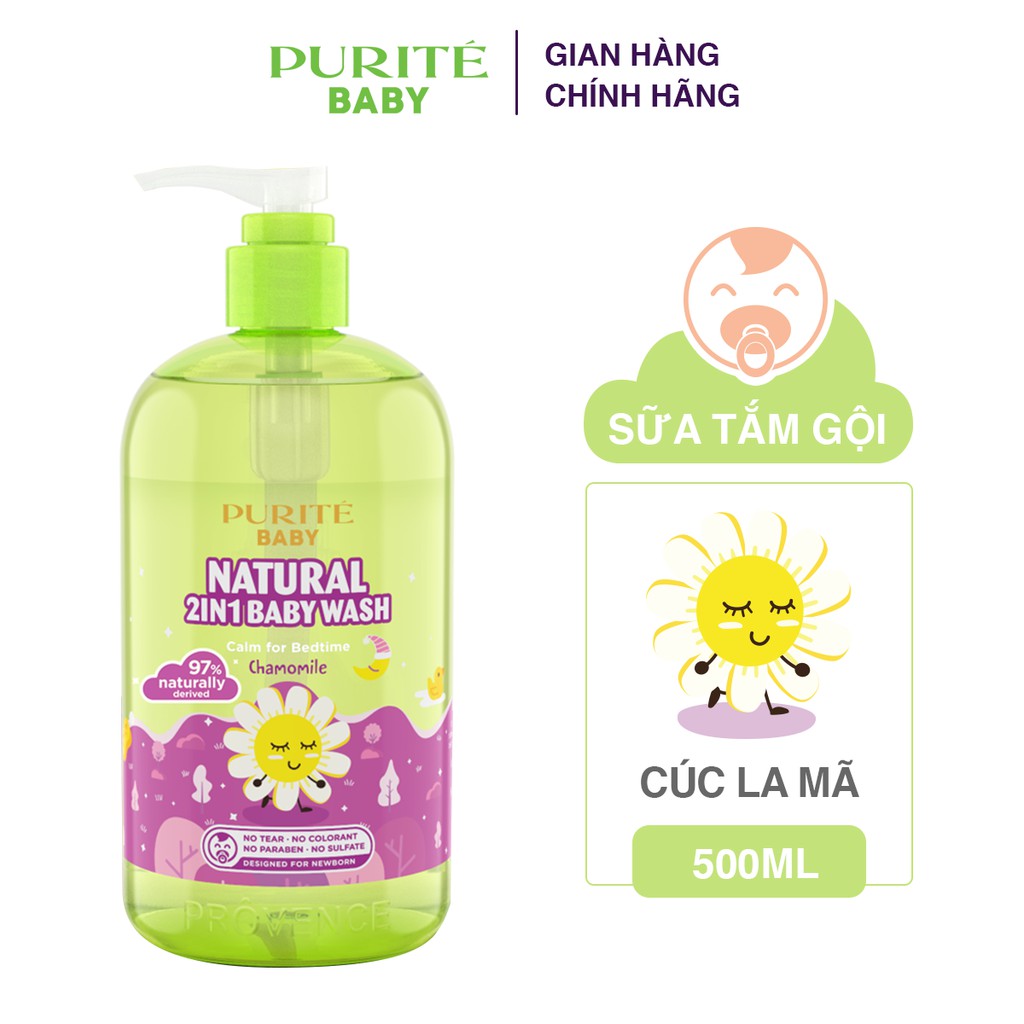 Combo Sữa Tắm Gội Purite Baby Cúc La Mã 500ml & Tinh Dầu Cam 500ml | BigBuy360 - bigbuy360.vn