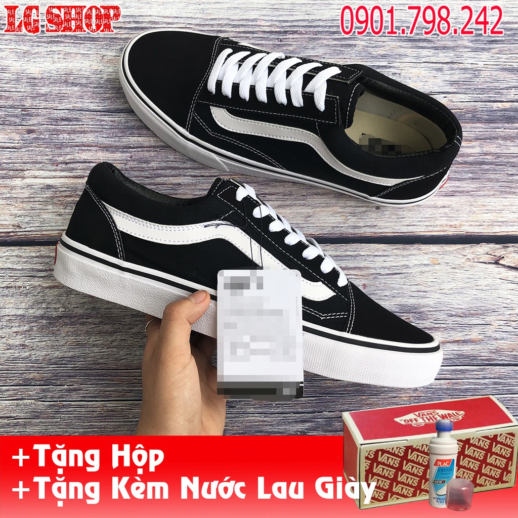 [Freeship] Giày Thể Thao Vans Old skool Đen Trắng Mũi Gót nỉ (Ghi) [Ảnh Thật]