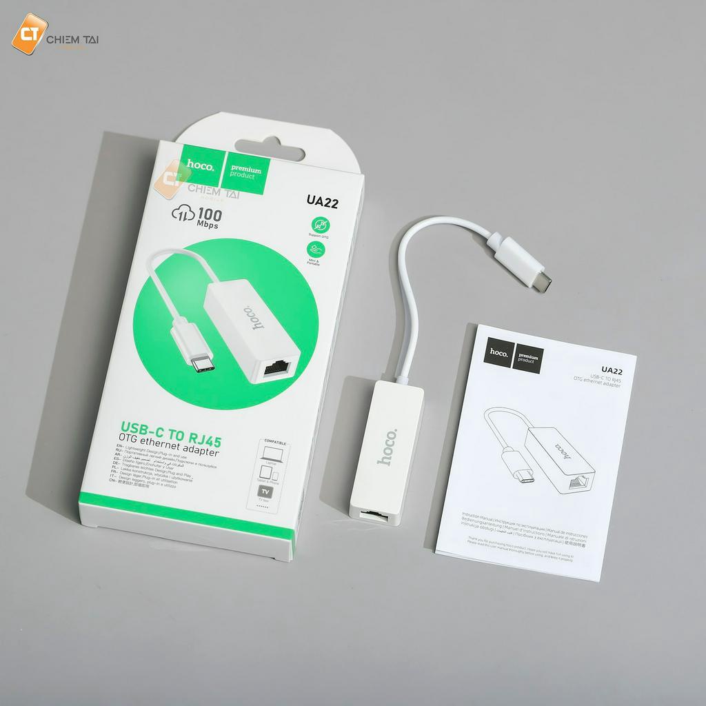 Adapter Ethernet Hoco UA22 (USB &amp; Type-C to RJ-45)