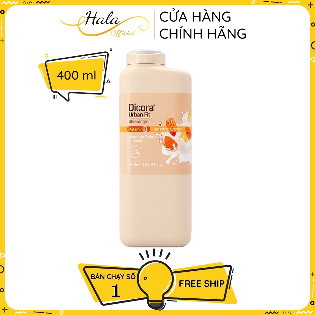 Sữa tắm dưỡng da Dicora Urban Fit Almonds & Nuts Vitamin B 400ml - BioTopcare Official
