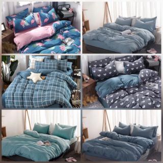 Bộ chăn ga cotton đũi chăn thổi phao