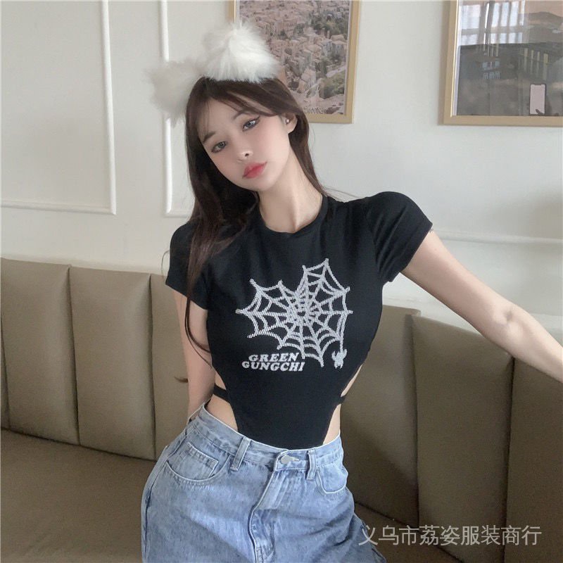Bộ Áo Liền Quần Tay Ngắn Cổ Tròn Dáng Ôm Phong Cách Âu Mỹ Thời Trang Mùa Hè Quyến Rũ Cho Nữ | BigBuy360 - bigbuy360.vn
