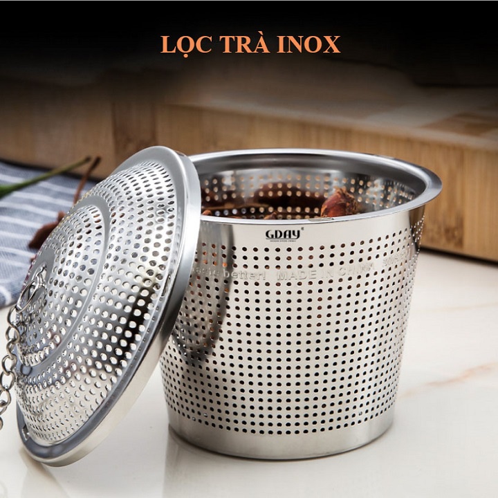 [Mã INBAU15 giảm 15K đơn 99K] Lọc trà inox 304 hình trụ, có dây treo, không gỉ, nhiều kích thước, HVL TEA