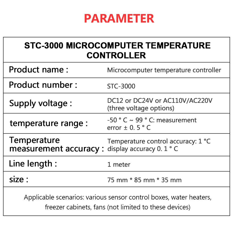 STC-3000 DC 12V 24V AC 110V-220V Bộ điều khiển nhiệt độ kỹ thuật số Bộ cảm biến nhiệt với đầu dò