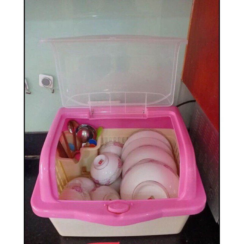 Kệ trạn chén,bát có nắp đậy đa năng 1 tầng nhựa Việt Nhật 5568--giá rẻ