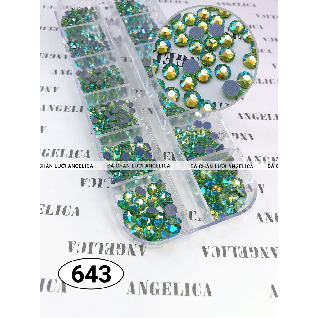 Đá Chân Lưới Nail 12 Khía Peridot Ab Xanh Lá Đính Móng ANGELICA 643