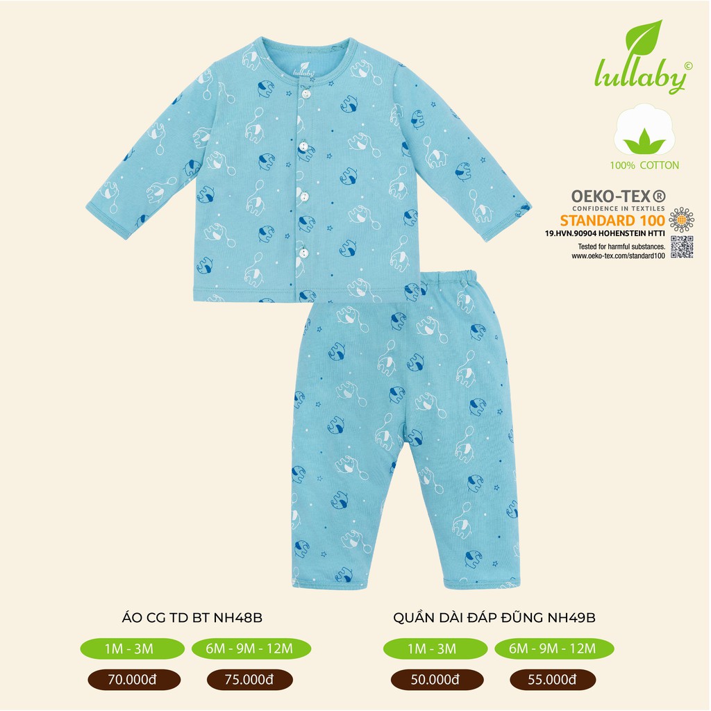 LULLABY - Áo cài giữa tay dài bé trai NH48B