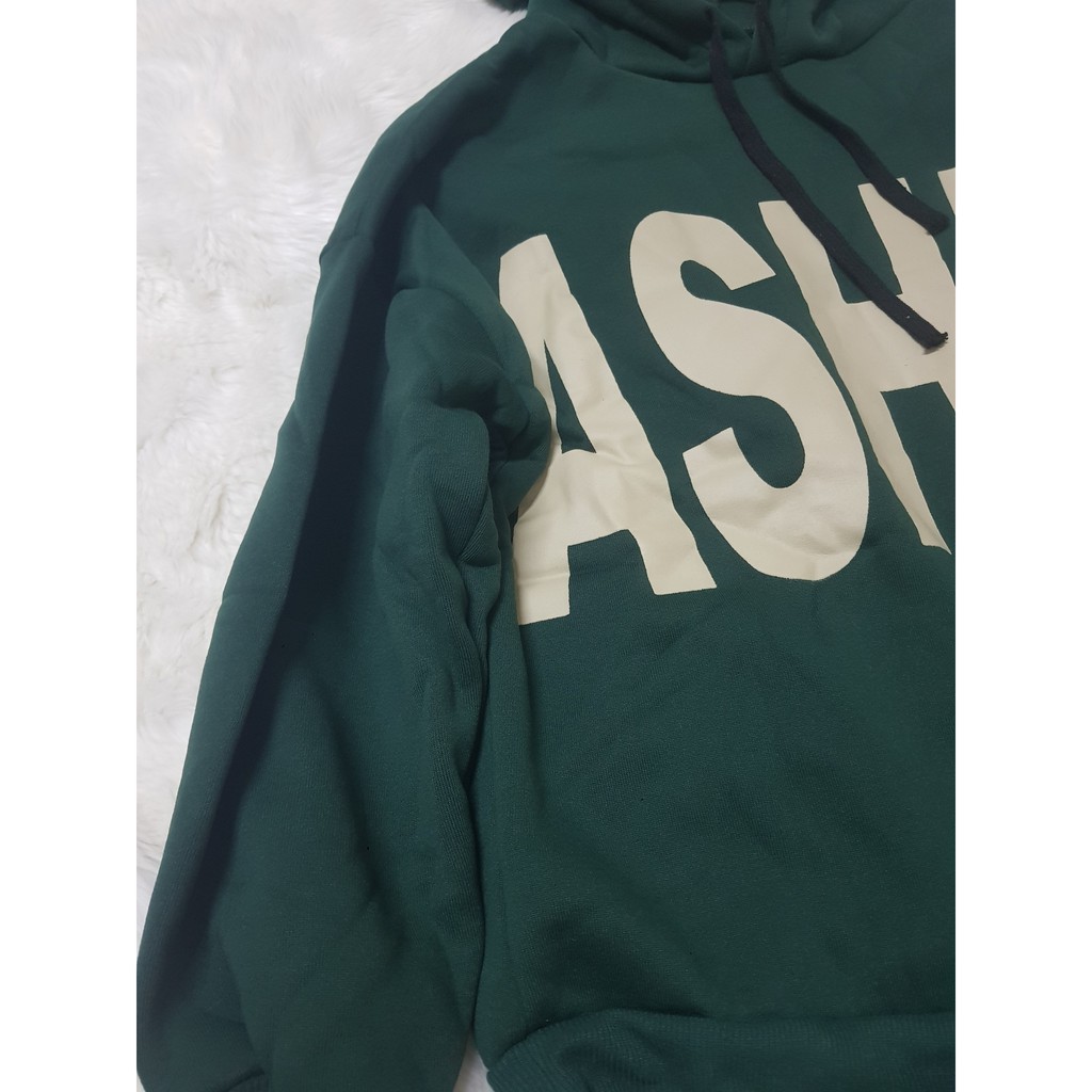 Áo hoodie Ashes vải dạ xanh rêu HD001