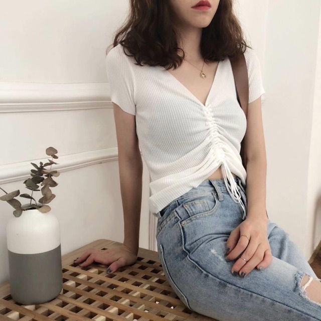 Áo Croptop dây rút ngực | BigBuy360 - bigbuy360.vn