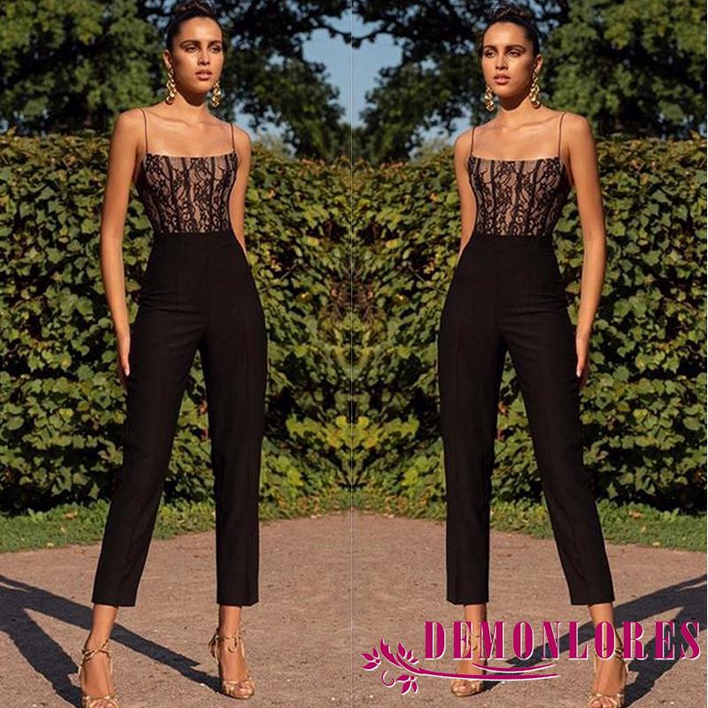 Jumpsuit không tay phối ren thời trang dành cho nữ