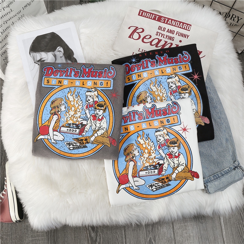 SUXI Áo Thun Tay Ngắn In Hình Hoạt Hình Thời Trang Hàn Quốc Dành Cho Bạn Nữ