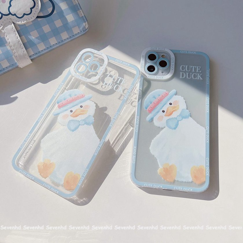Ốp Điện Thoại Họa Tiết Hoạt Hình Đôi Mắt Thiên Thần &amp; Chú Vịt Cho iPhone 14 13 12 11 Pro Max SE2020 X XR Xs Max 7 8 6 6s Plus