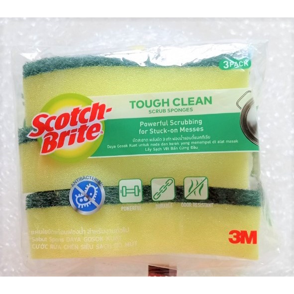 COMBO 3 MIẾNG CƯỚC RỬA CHÉN, CƯỚC CHÙI XOONG NỒI 3M Scotch-Brite Siêu Sạch Siêu Bền Có Mút Thái Lan