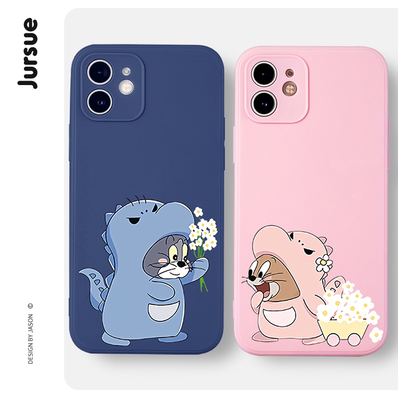 Ốp lưng JURSUE hoạt hình cặp đôi dễ thương đẹp ngộ nghĩnh mềm Cho iPhone 13 12 11 Pro Max SE 2020 X XR XS 8 7 ip 6S 6 Plus kute XYH624