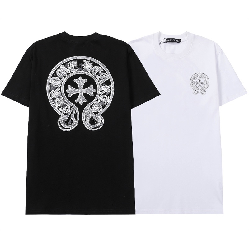 Áo Thun Cotton Tay Ngắn Dáng Rộng In Hình Chrome Heart Phát Sáng Thời Trang Cho Cặp Đôi