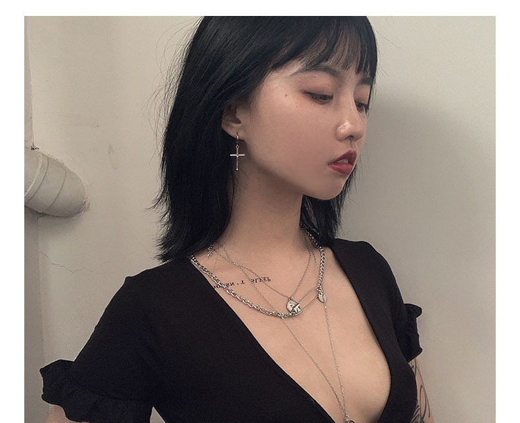 Hip Hop Independent Coin Pin Multilayer Pendant Female Necklace