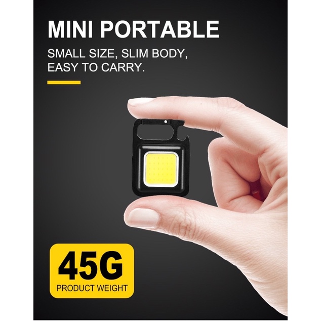 đèn COB mini đèn móc khóa treo siêu sáng sạc usb đa năng có nam châm chống nước