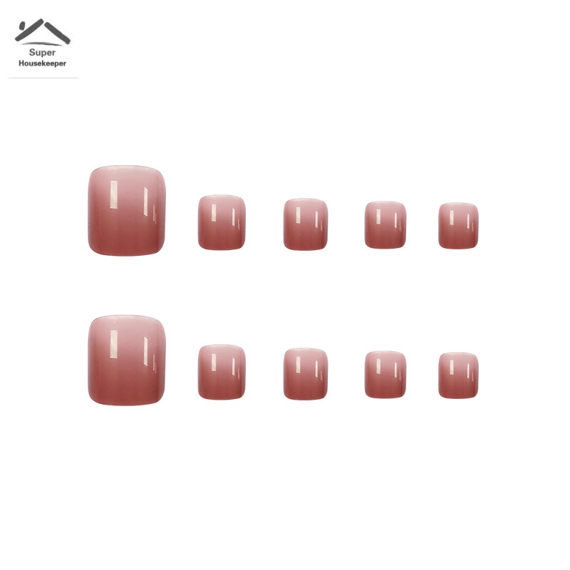 Set 24 Móng Chân Giả Ngắn Màu Đỏ Sáng Thời Trang