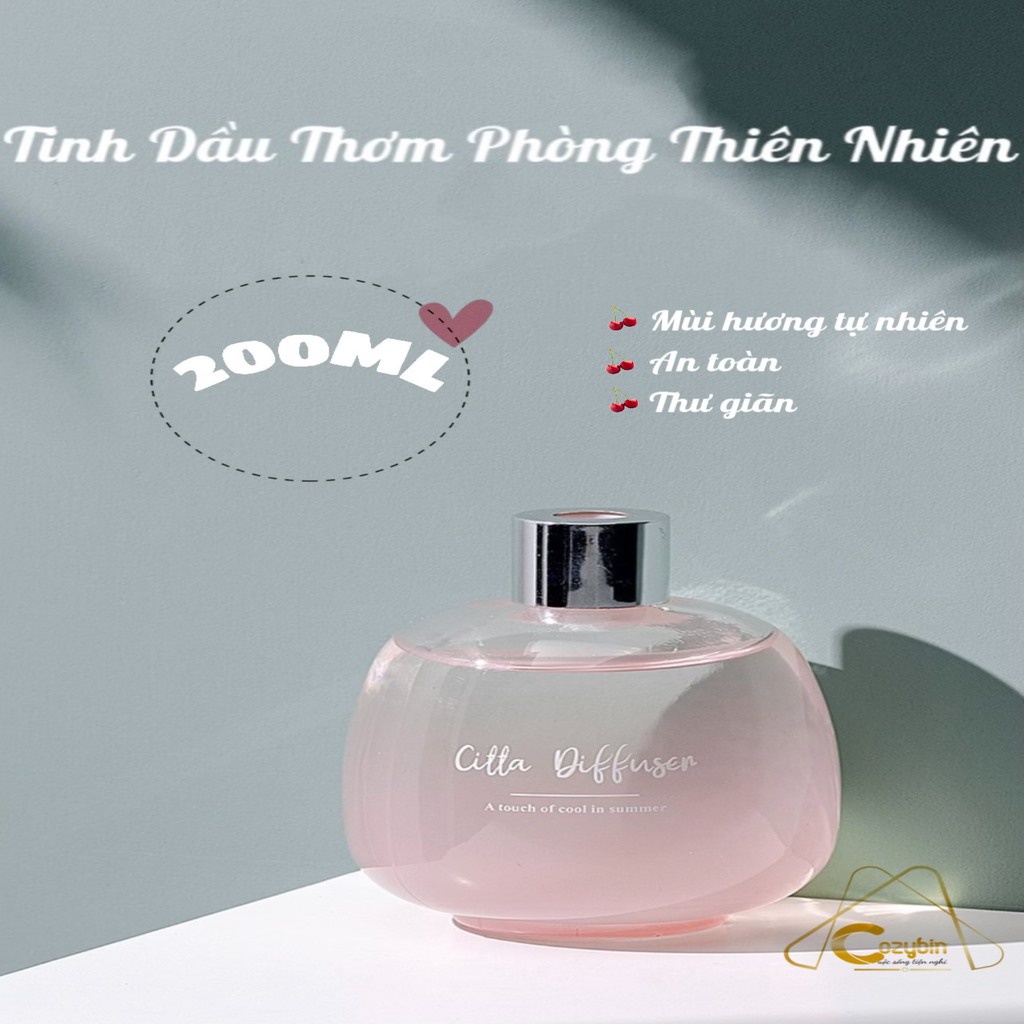 Tinh dầu thơm phòng CITTA tinh dầu nước hoa tự nhiên 200ml (tặng kèm que gỗ khuếch tán)