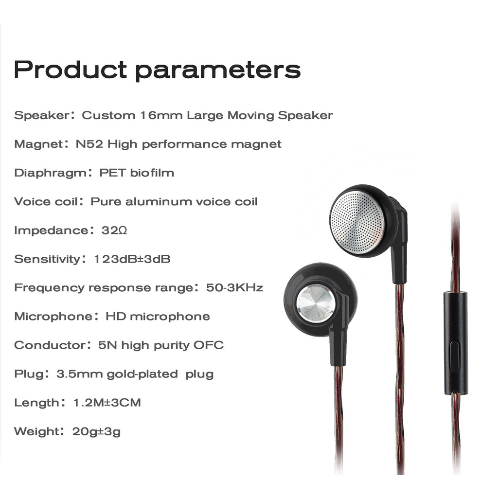 Tai Nghe Có Dây Âm Thanh Chất Lượng Cao Jcally Ep01 Với Cáp 3.5mm